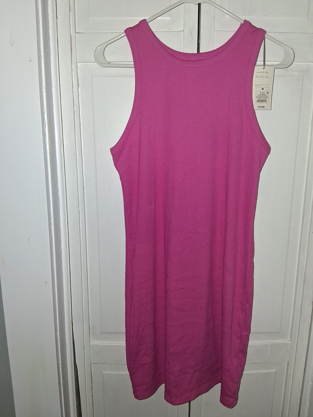 a new day Hot Pink Ribbed Midi Tank Dress